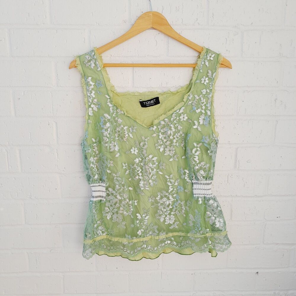 Tonet Made in Italy Lace Floral Romantic Top